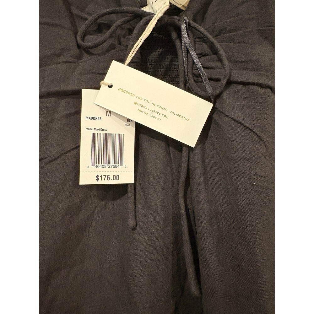 L*Space Mabel Maxi Dress Black V-Neck Keyhole Smocked Back Womens - Picture 4 of 6